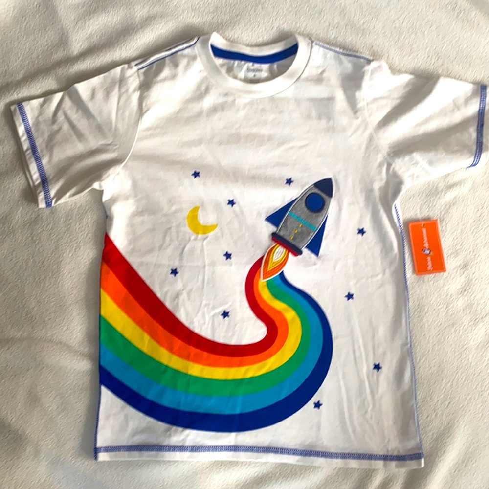 Gymboree, Rainbow rocket t shirt, embroidered, size 8, new with tags